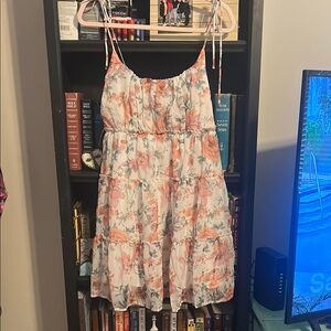 Source Unknown Pink Ruched Tiered Mini Dress